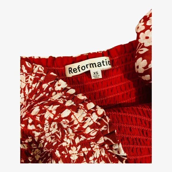 REFORMATION Cello Floral-Print Dress - Red - Picture 3 of 5